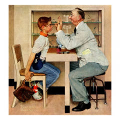 The original "At the Optometrist" by Norman Rockwell